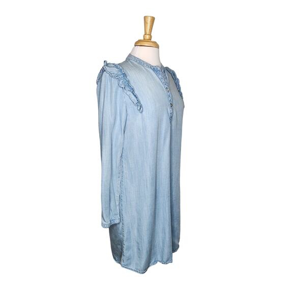 Anthropologie Cloth & Stone Ruffle Chambray Dress Size Small - Picture 4 of 10